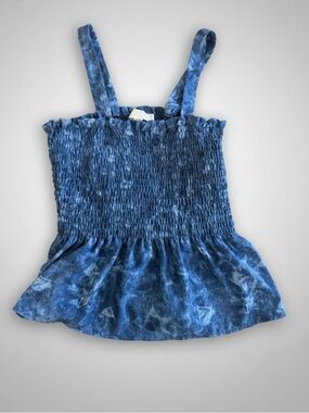 Michael Kors Blue Smocked Tank Top
